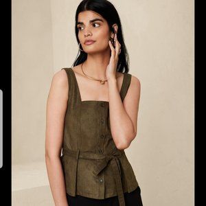 Lucie Vegan Suede Top in Olive Green